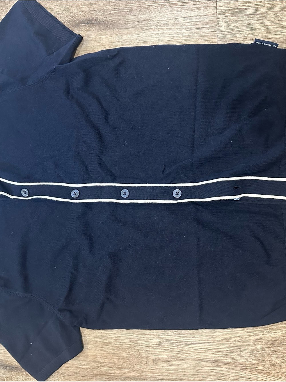 French Connection Navy Polo Shirt with White Piping